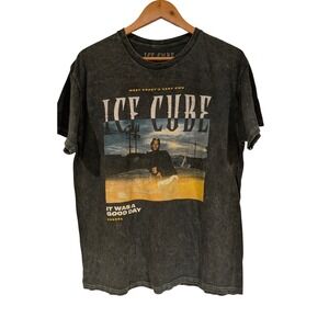 Ice Cube Graphic Large Black Acid Wash It Was A Good Day Rap Tee Streetwear‎